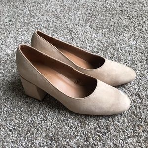 Zara trafaluc nude block heel pumps